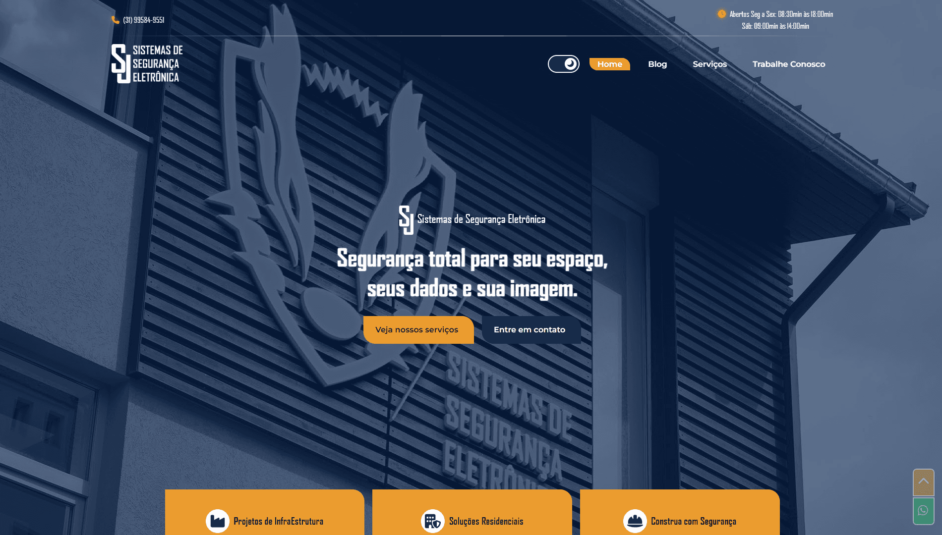 Website institucional + blog integrado para SJ Sistemas, com destaque para serviços de segurança eletrônica e captação de talentos — desenvolvido com React, Hygraph e Tailwind CSS.